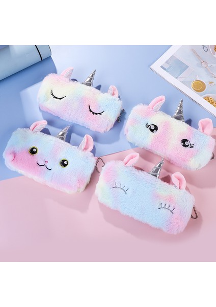 C Stili Kızlar ve Erkekler Için Büyük Kapasiteli Unicorn Peluş Kalem Kutusu Şirin Koreli Kalemlik Kalem Çantası Kutu Kawaool Kırtasiye (Yurt Dışından) modelleri