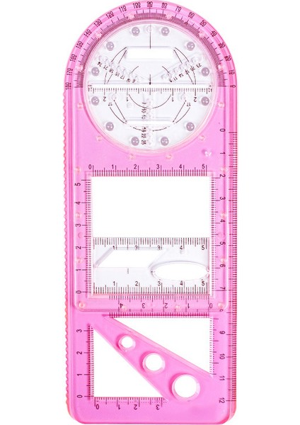 Pembe Tarzı Okul Ofis Malzemeleri Için Çok Fonksiyonlu Geometrik Cetvel Geometrik Çizim Şablonu Ölçüm Aracı THJ99 (Yurt Dışından)