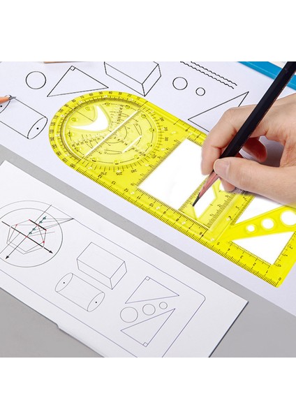 Pembe Tarzı Okul Ofis Malzemeleri Için Çok Fonksiyonlu Geometrik Cetvel Geometrik Çizim Şablonu Ölçüm Aracı THJ99 (Yurt Dışından) fırsatları