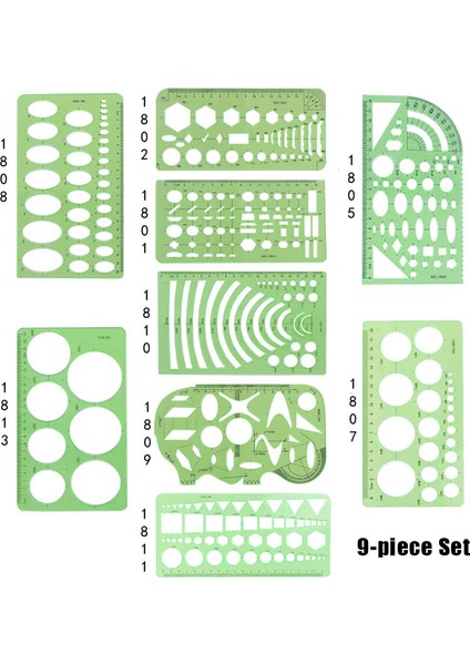 9 Adet Tarzı Geometrik Çizim Şablonu Ölçü Bantlı Plastik Çizim Cetveli Tasarım Ofisi Için (Yurt Dışından)