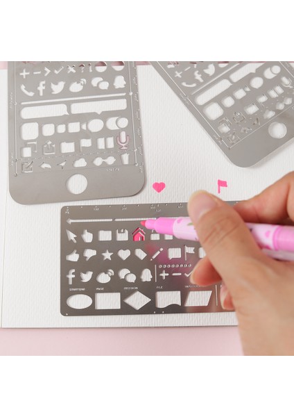 B 138X67MM Stili 1 Adet Metal Çizim Şablonu Çok Fonksiyonlu Kedi Delikli Cetvel Şablonu Yer Işareti Günlük Albüm Dergi Scrapbooking Kırtasiye Cetveli (Yurt Dışından) fiyatları
