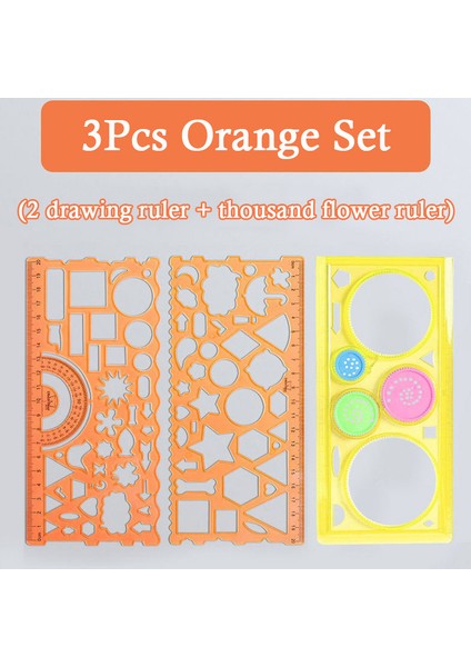 Turuncu Tarzı Öğrenciler Için 3 Parça Geometrik Cetvel Matematik Çizim Tasarlama Araçları Öğrenme Boyama Çocuk Bulmaca Oyuncakları Spirograph Sanat Araçları (Yurt Dışından)