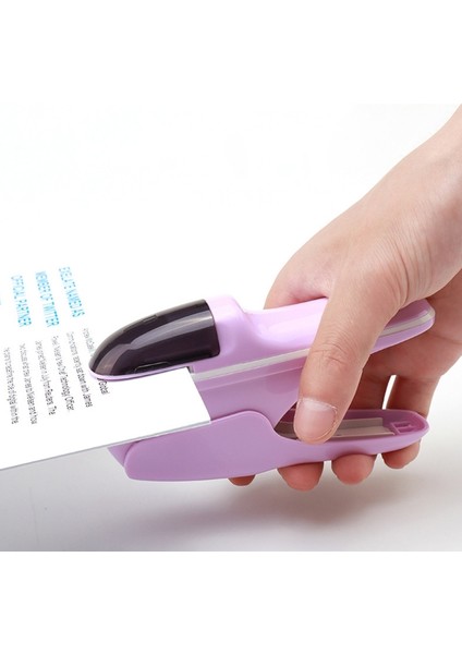 Pembe Tarzı Zımbasız Zımba Makinesi Mini Sevimli Kağıt Kitap Bağlama Zımbasız Zımbalar Ofis Malzemeleri (Yurt Dışından)