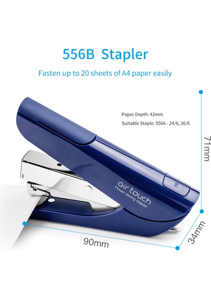 2-20 Sayfalık Mavi Stil Masaüstü Zımba Kağıt Bağlama Kapasitesi Azaltılmış Çaba Staples Için Uygun Okul Ofis Malzemeleri (Yurt Dışından) fiyatları