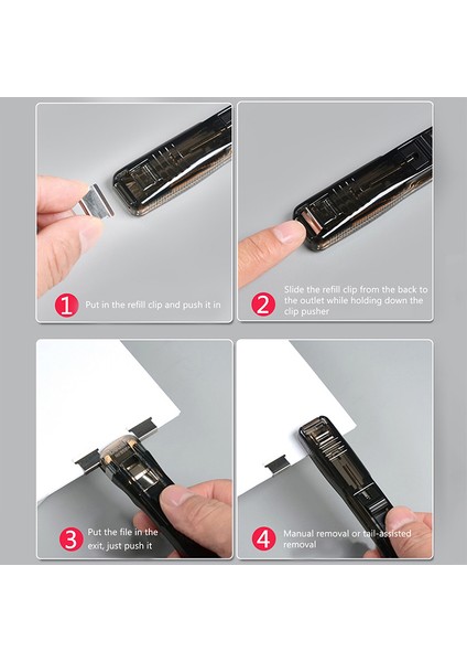 Şeffaf Stil Şeffaf Zımba Yeni Ofis Aksesuarları Atılabilir Metal Klips Itici Spillatrice Okul Malzemeleri Itici Klips Zımba (Yurt Dışından) modelleri