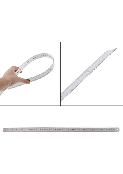 Paslanmaz Çelik Çift Taraflı Ölçü Doğru Kenar Cetvel 60CM Gümüş (Yurt Dışından)