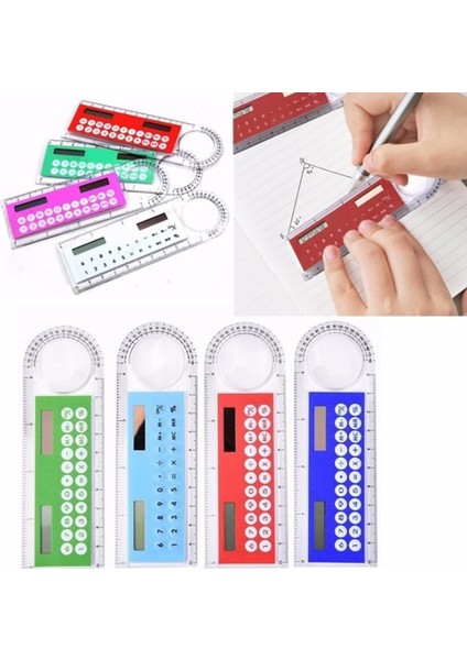 Mavi Stil Çok Fonksiyonlu Güneş Enerjili 1'de 1 Cetvel Hesap Makinesi Büyüteç Çok Fonksiyonlu 10CM Ince Cetvel Ofis Kırtasiye Malzemeleri (Yurt Dışından) modelleri