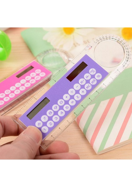Mavi Stil Çok Fonksiyonlu Güneş Enerjili 1'de 1 Cetvel Hesap Makinesi Büyüteç Çok Fonksiyonlu 10CM Ince Cetvel Ofis Kırtasiye Malzemeleri (Yurt Dışından) fırsatları