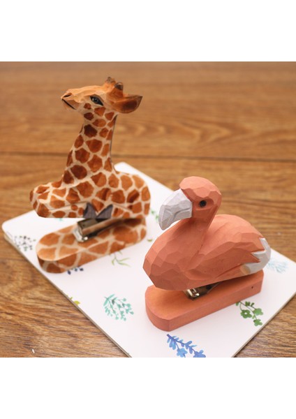 No.12 Tarzı Yaratıcı Sevimli El Yapımı Ahşap Oyuncak 3D Hayvan Flamingo Zımbalayıcı Mini Ahşap Zımbalayıcı Zımba Gönder Buro Öğrenme Masa Üstü Süsleme (Yurt Dışından)