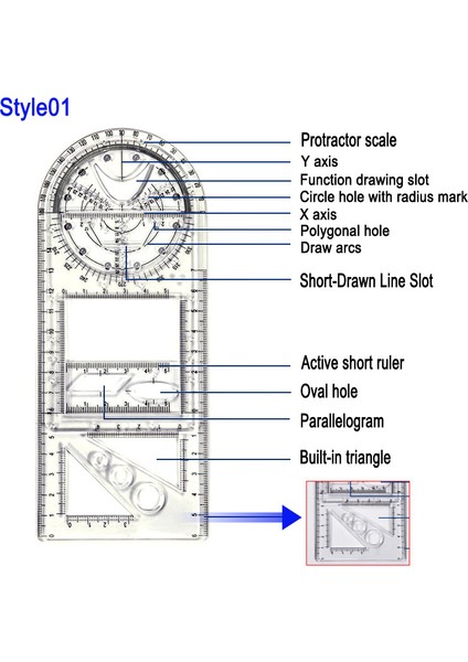 STIL01 Stili Dönebilir Hızlı Çizim Şablonu Cetvel Sanat Tasarım Inşaat Mimar Stereo Geometri Elips Çizim Ölçek Cetveli - Türkçe E-Ticaret Başlık (Yurt Dışından) indirimleri