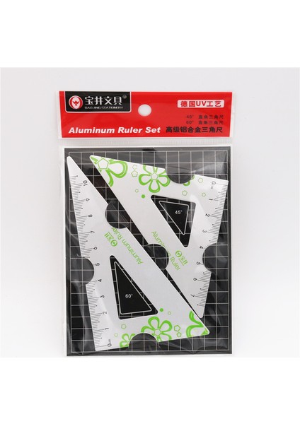 Üçgen Cetvel Yeşil Stil Uv Alüminyum Alaşımlı Cetvel Çizim Ölçüm Geometri Üçgen Cetvel Düz Kenarlı Cetvel Pergel Çeşitli Cetveller (Yurt Dışından)