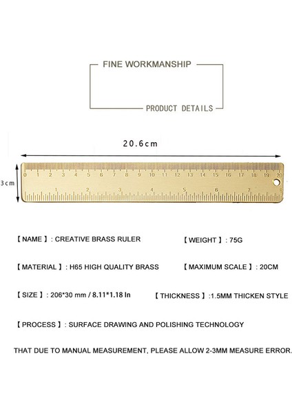 L-Pirinç Yer Imleri Stili 20CM Pirinç Düz Cetvel Okul Çocukları Hediye Seti Ölçüm Araçları 12CM 15CM 18CM Metal Bakır Cetvel Sevimli Kırtasiye Aksesuarları (Yurt Dışından) indirimleri