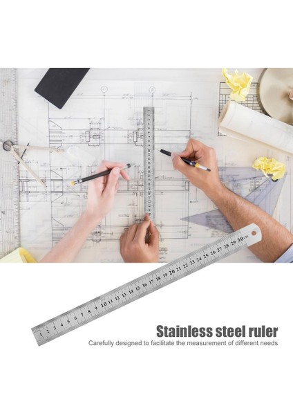 400MM Tarzı Çift Taraflı Matematik Ölçüm Aracı Okul Malzemeleri - Çelik Metal Düz Kılavuz cm Hassas Ölçek (Yurt Dışından) fırsatları