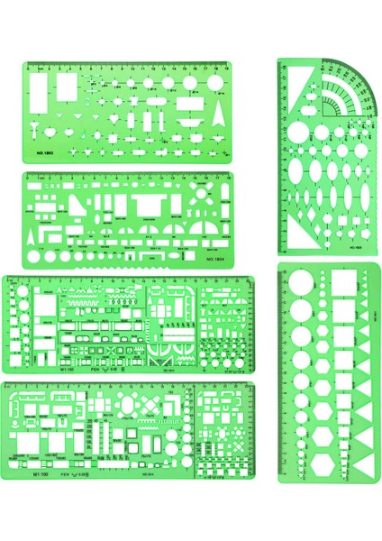 Gösteri Stili Olarak Mimar Yeşil Çizim Şablon Seti Ev Planı Iç Tasarım Mobilya Çizim Çoklu Aracı Okul Ofis Kullanımı Için 6 Parça (Yurt Dışından) fiyatları
