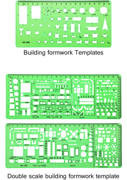 Gösteri Stili Olarak Mimar Yeşil Çizim Şablon Seti Ev Planı Iç Tasarım Mobilya Çizim Çoklu Aracı Okul Ofis Kullanımı Için 6 Parça (Yurt Dışından) modelleri