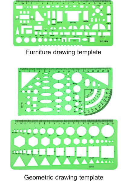 Gösteri Stili Olarak Mimar Yeşil Çizim Şablon Seti Ev Planı Iç Tasarım Mobilya Çizim Çoklu Aracı Okul Ofis Kullanımı Için 6 Parça (Yurt Dışından) fırsatları