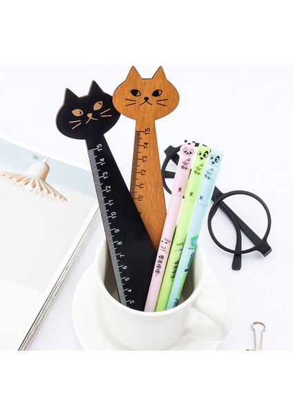 Siyah Stil Yaratıcı Karikatür Kedi Cetvel Çizimi Ahşap Cetvel Öğrenci Kırtasiye Sevimli Kedi Yüzü Kırtasiye Ahşap Cetvel Dikiş Cetveli Hediye (Yurt Dışından) fiyatları