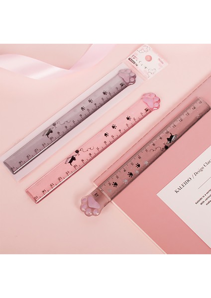 1 Adet Pembe Stil 1 Adet Sevimli Kedi Pati Şeffaf Cetvel 15CM Boyama Ölçme Araçları Kawaii Kırtasiye Çocuk Övgü Hediyeler Öğrenci Okul Malzemeleri (Yurt Dışından)