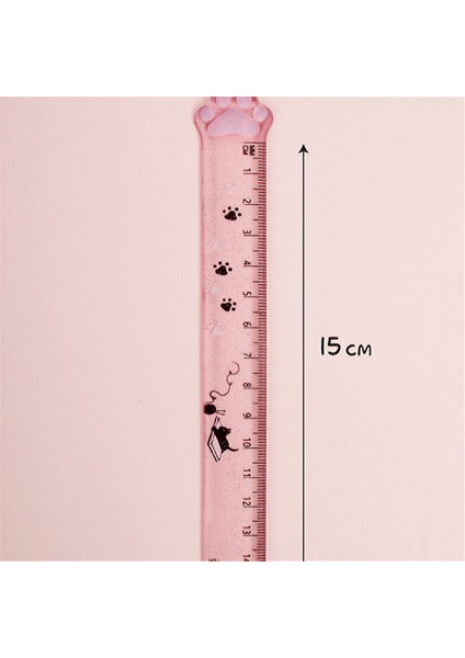 1 Adet Pembe Stil 1 Adet Sevimli Kedi Pati Şeffaf Cetvel 15CM Boyama Ölçme Araçları Kawaii Kırtasiye Çocuk Övgü Hediyeler Öğrenci Okul Malzemeleri (Yurt Dışından)