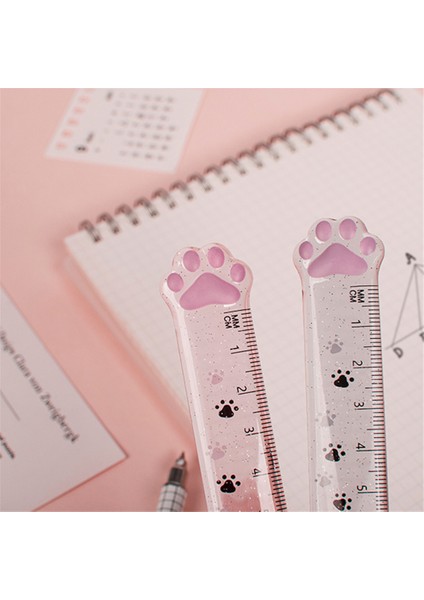 1 Adet Pembe Stil 1 Adet Sevimli Kedi Pati Şeffaf Cetvel 15CM Boyama Ölçme Araçları Kawaii Kırtasiye Çocuk Övgü Hediyeler Öğrenci Okul Malzemeleri (Yurt Dışından)