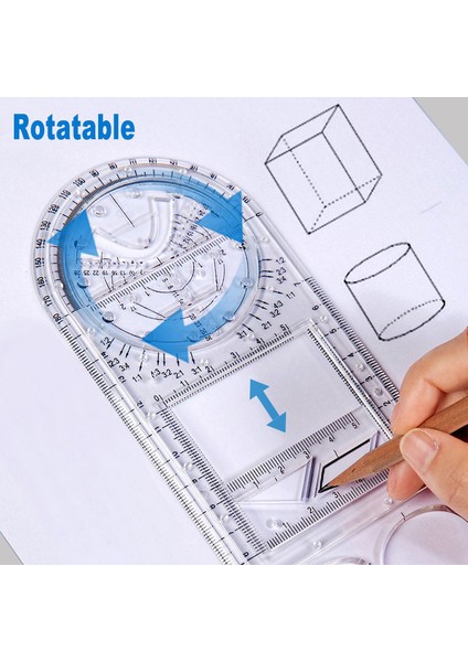 TYPE02 Stili Çok Fonksiyonlu Dönebilen Hızlı Çizim Şablonu Cetvel Matematik Stereo Geometrik Elips Daire Sanat Tasarım Taslak Ölçme Aracı (Yurt Dışından) fiyatları