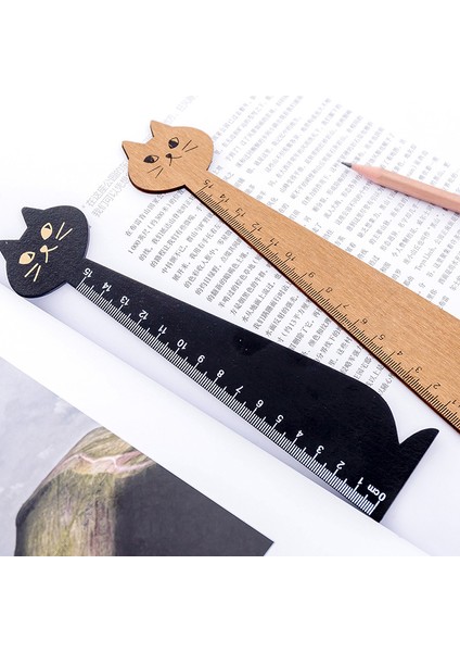 Siyah Stil Yaratıcı Karikatür Kedi Cetvel Çizimi Ahşap Cetvel Öğrenci Kırtasiye Sevimli Kedi Yüzü Kırtasiye Ahşap Cetvel Dikiş Cetveli Hediye (Yurt Dışından) indirimleri