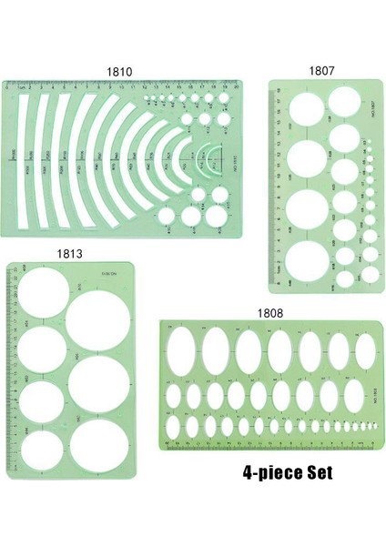 4 Adet Daire Çizim Stili Geometrik Çizim Şablonu Ölçü Bantlı Plastik Çizim Cetveli Tasarım Ofisi Için (Yurt Dışından)