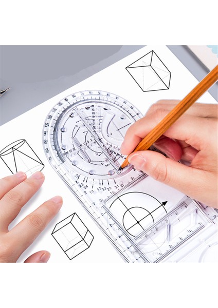 Şeffaf1 Stili Çok Fonksiyonlu Geometrik Şablon Cetvel Çizim Cetveli Taşınabilir Ölçüm Aracı Okul Ofis Cetvel Malzemeleri (Yurt Dışından) modelleri