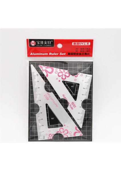 Üçgen Cetveller Pembe Tarzı Uv Alüminyum Alaşımlı Cetvel Çizim Ölçüm Geometri Üçgen Cetvel Düz Kenarlı Cetvel Pergel Çeşitli Cetveller (Yurt Dışından)