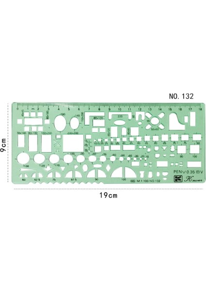 NO.132 Stili Ofis Okul Tasarım Çizim Için Şeffaf Plastik Daire Çizim Şablonu Ölçüm Şablonu Cetvel Fransız Eğriler (Yurt Dışından)