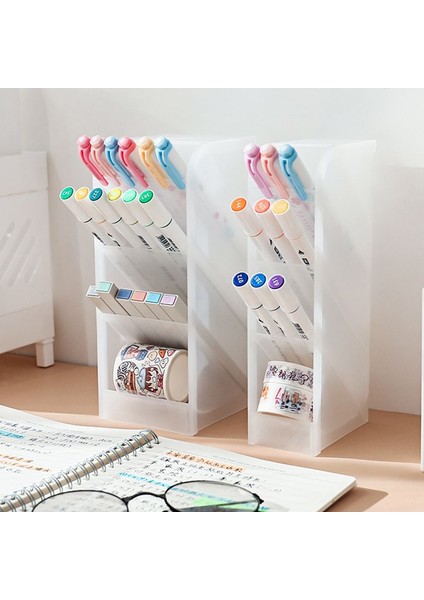 Yeşil Stil Nordik Kalemlik Şeffaf Mat Kalem Kutusu Okul Masaüstü Depolama Kutusu Çok Fonksiyonlu Masaüstü Kırtasiye Düzenleyici (Yurt Dışından) indirimleri