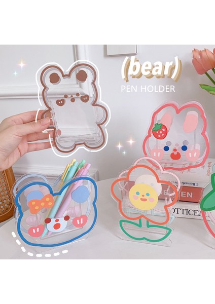 Tavşan Tarzı Akrilik Sevimli Ayı Çiçek Kalemlik Çok Fonksiyonlu Masaüstü Düzenleyici Şeffaf Saklama Kutusu Kawaool Kırtasiye (Yurt Dışından) indirimleri