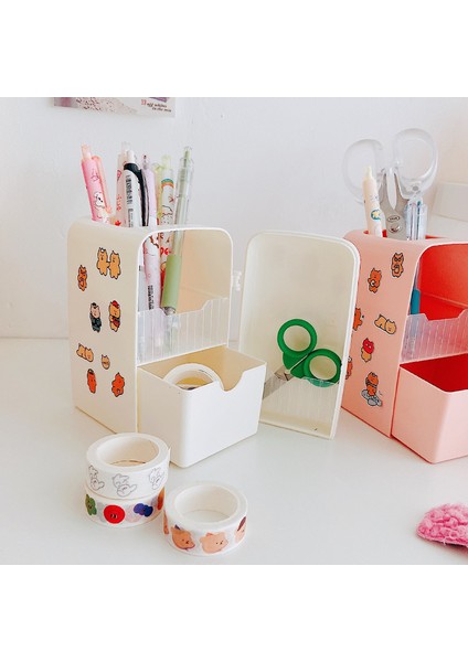 Beyaz Stil Skysonıc Yaratıcı Buzdolabı Şekilli Kalemlik Kırtasiye Saklama Kutusu Çekmeceli Organizer Okul Malzemeleri Ücretsiz Sticker (Yurt Dışından)