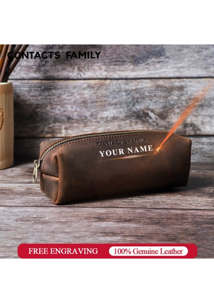 Kahve Stili Aile Vintage Gerçek Deri Okul Kalem Kutuları Kızlar Erkekler Yetişkinler Depolama Kalemler Kılıf Tutucu Kırtasiye Çantaları (Yurt Dışından) fiyatları