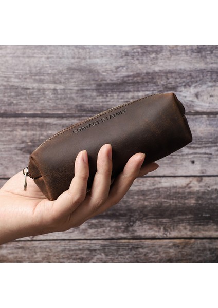 Kahve Stili Aile Vintage Gerçek Deri Okul Kalem Kutuları Kızlar Erkekler Yetişkinler Depolama Kalemler Kılıf Tutucu Kırtasiye Çantaları (Yurt Dışından) fırsatları