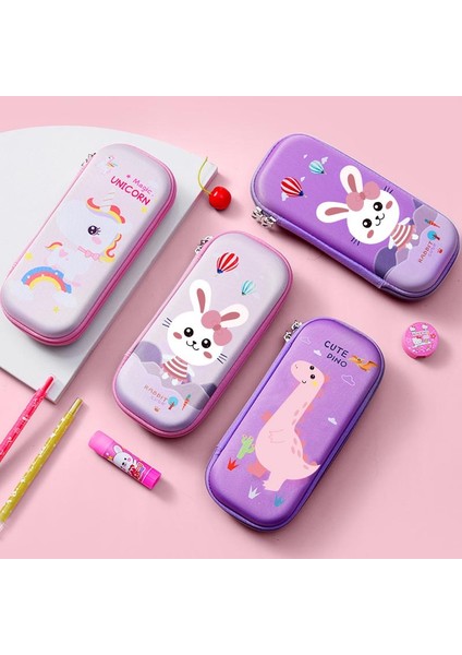 Siyah Roket Tarzı 2021 Yeni Sert Kalem Kutusu Eva 3D Sevimli Kalem Kutuları Unicorn Tavşan Su Geçirmez Büyük Kapasiteli Kalemlik Sevimli Okul Malzemeleri (Yurt Dışından)