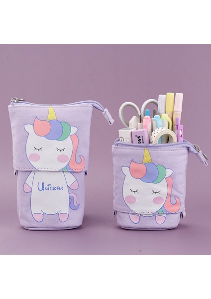 Domuz Stili Kızlar ve Erkekler Için Sevimli Kedi Okul Kalem Kutusu Kanvas Kalemlik Kawaii Unicorn Kalem Kutusu Kalemler Kutusu Tutucu Kırtasiye Malzemesi (Yurt Dışından)