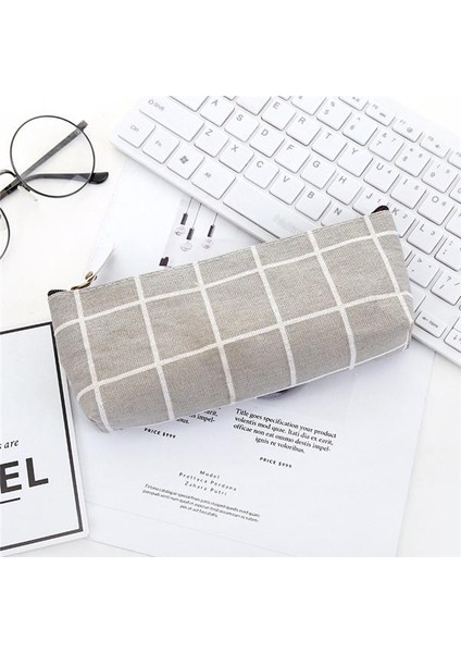 Stil 4 Stil Basit Çizgili Izgara Tuval Kalem Çantası Kılıfı Kalem Tutucu Düzenleyici Pouool Ofis Kırtasiye Malzemeleri Öğrenci Hediyeleri (Yurt Dışından)