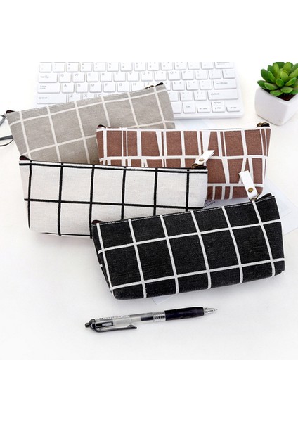 Stil 4 Stil Basit Çizgili Izgara Tuval Kalem Çantası Kılıfı Kalem Tutucu Düzenleyici Pouool Ofis Kırtasiye Malzemeleri Öğrenci Hediyeleri (Yurt Dışından) modelleri