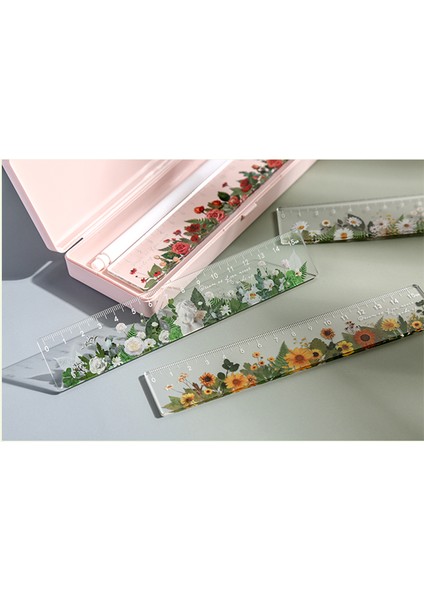 Kırmızı Stil 15CM Papatya Desenli Şeffaf Dıy Çizim Aracı Öğrenci Çiçek Akrilik Ölçüm Cetveli Taze Basit Okul Ofis Malzemeleri (Yurt Dışından) fırsatları