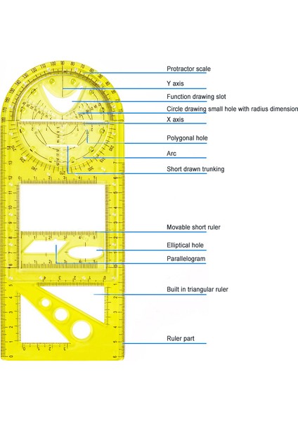 Açık Gri Tarzı Okul Ofis Malzemeleri Için Çok Fonksiyonlu Geometrik Cetvel Geometrik Çizim Şablonu Ölçüm Aracı THJ99 (Yurt Dışından) fiyatları