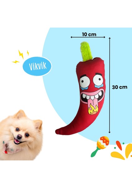 Meksika Temalı Köpek Oyuncağı Peluş Biber Vikvik Sesli Köpek Oyuncakları