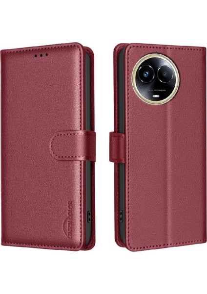 Realme 11X Rfıd Engelleme Cüzdan Kart Tutucu Kickstand Pu Için Flip Case (Yurt Dışından)