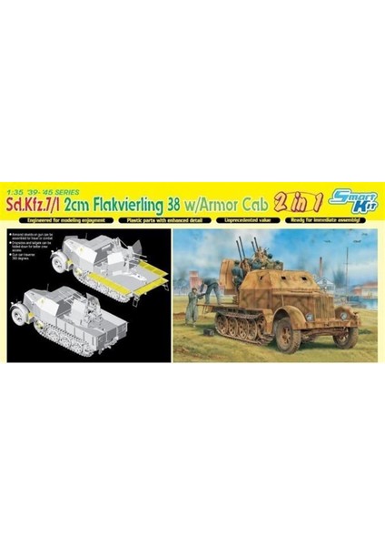 6533 1/35 Ölçek Sd.kfz.7/1 2cm Flakvierling 38 Uçaksavar Kamyonu Plastik Model Kiti