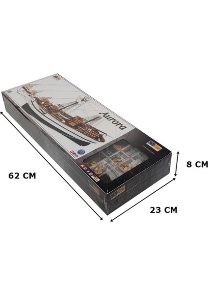 13001 1/65 Ölçek, Aurora Yelkenli Tekne Ahşap Model Kiti