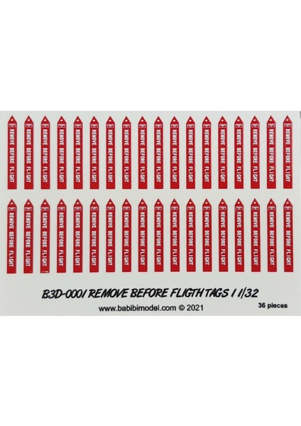B3D-0003 1/32 Remove Flight Tags, 3 Boyutlu Dekal Çıkartma