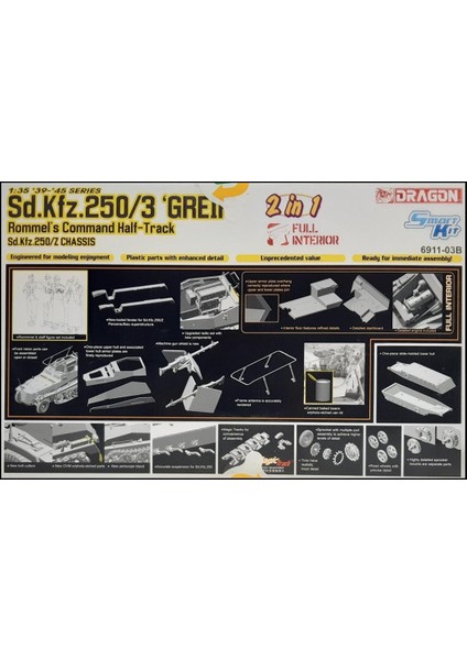 6911 1/35 Ölçek SD.KFZ.250/3 (Greif- Rommel's Command) Yarı Paletli Personel Taşıyıcı Plastik Model Kiti fiyatları