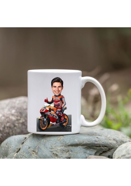 Kişiye Özel Bardak - Karikatür Bardak - Motorlu Erkek Bardağı