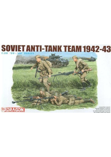 6049 1/35 Ölçek Sovyet Tanksavar Ekibi (1942-43) Asker Figürleri Plastik Model Kiti