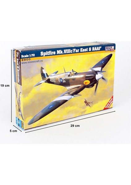 D178 1/72 Spitfire Mk. Vıııc Far East & Raaf Savaş Uçağı Plastik Model Kiti